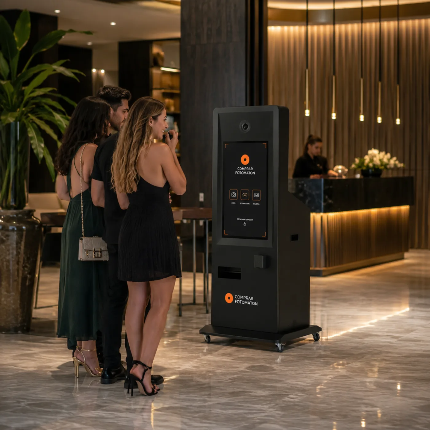 Cabina fotografica vending metal con schermo da 45 pollici in vetro temperato